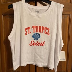 Kensie Jeans NWT St. Tropez Soleil graphic muscle tee women’s large